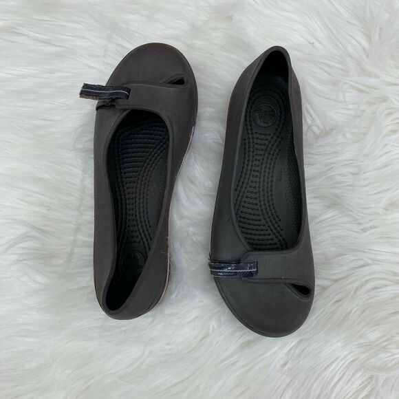 CROCS Shoes - Crocs Women's Crocband 2.5 Mary Jane Ballet Flats Sz 6 Brown Comfort Adjustable